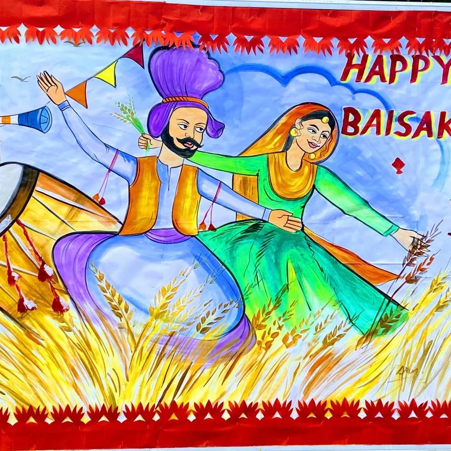 Baisakhi drawing | How to draw village scenery, Simple landscape drawing |  Brush pen drawing